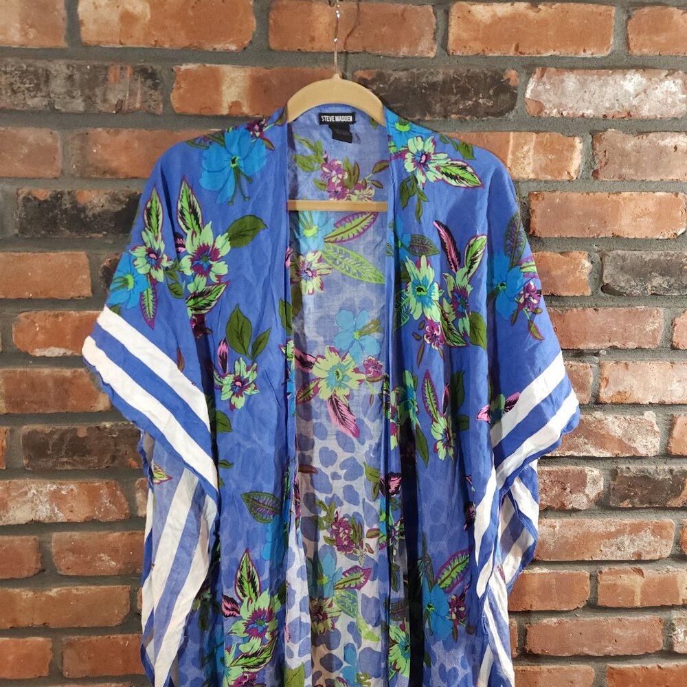 Steve Madden Open-front Floral Caftan Beach Cover-up Resortwear Women's O/S - Picture 3 of 7